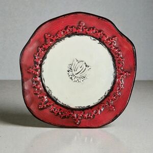Vintage Bella Casa By GANZ Red and Cream Ceramic Plate